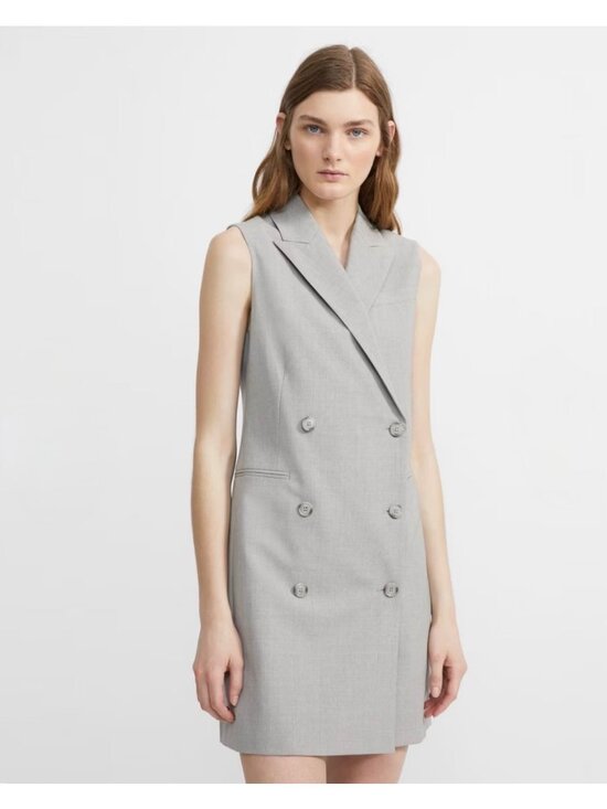 THEORY Blazer Dress Womens 4 Sleeveless Gray Stretch Wool Minimalist Tailored Of - Picture 10 of 13